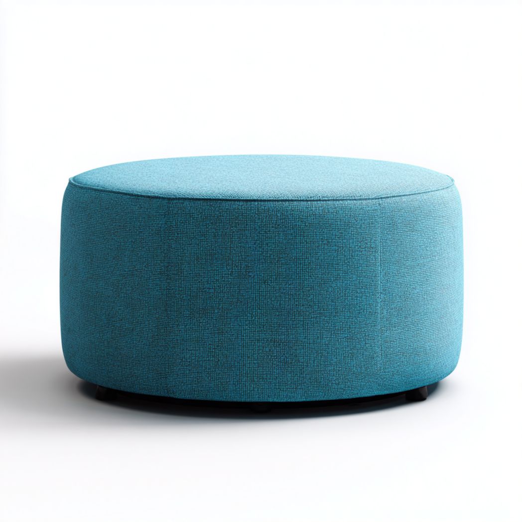 Tabouret rond en tissu bleu