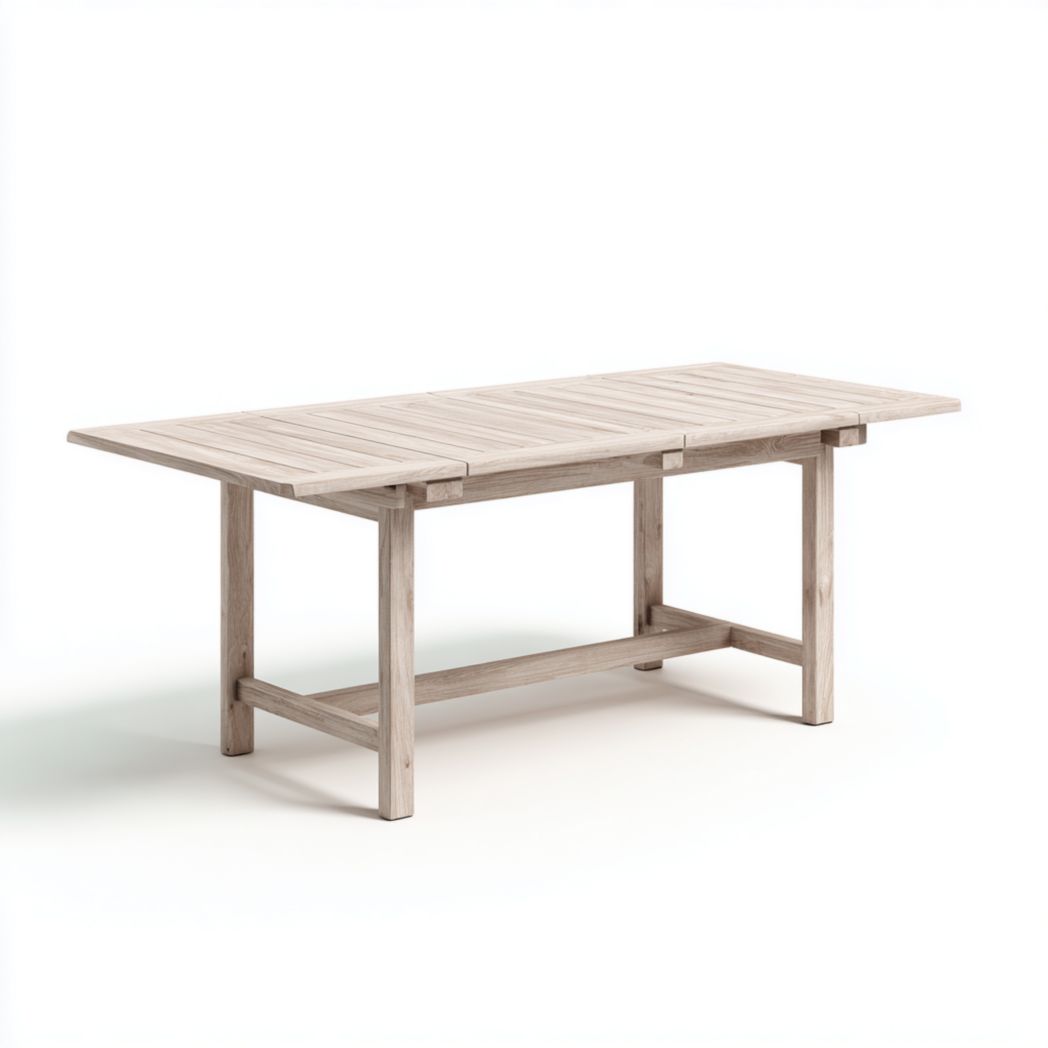 Table de jardin rectangulaire en bois clair