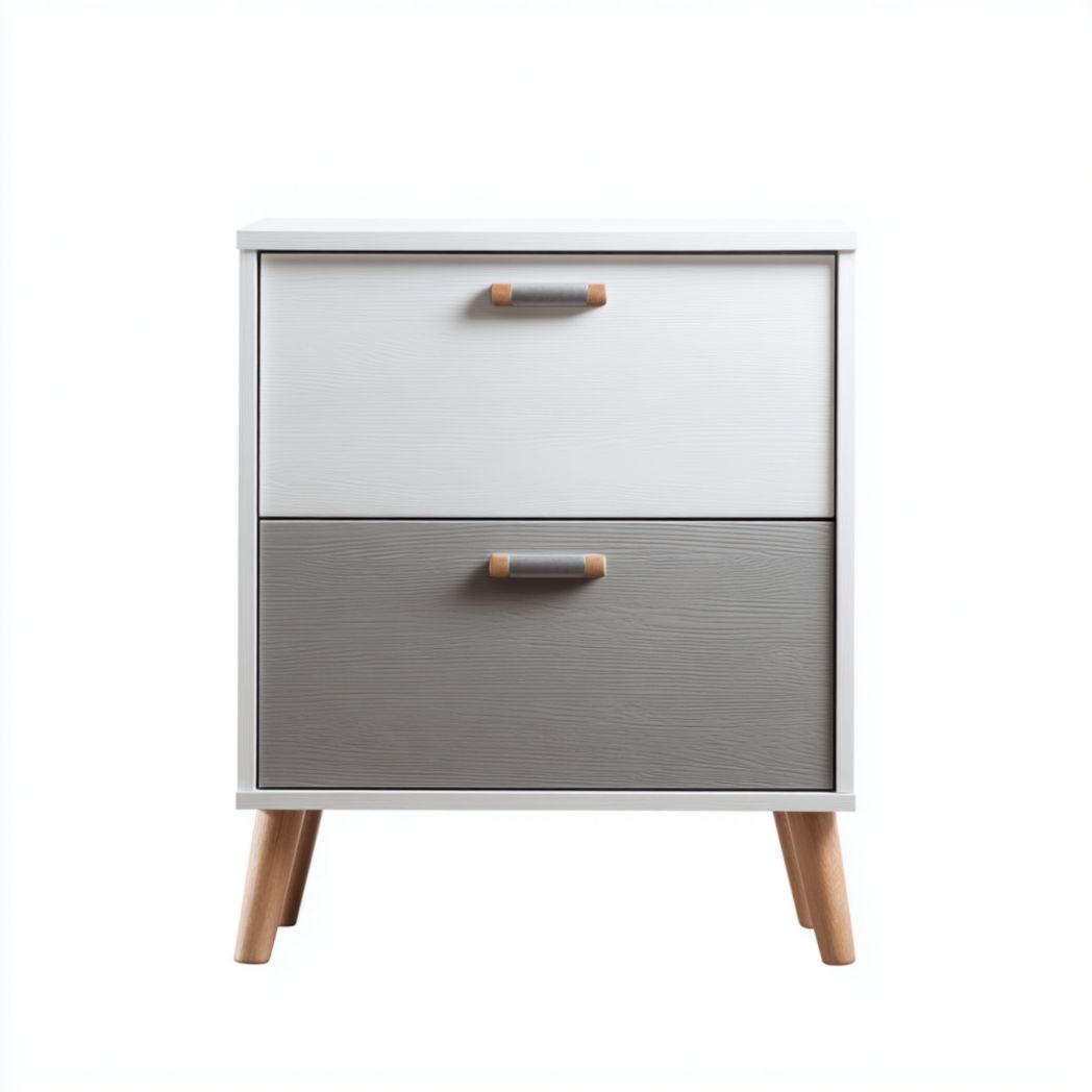 Meuble à chaussures bois gris et blanc 2 tiroirs