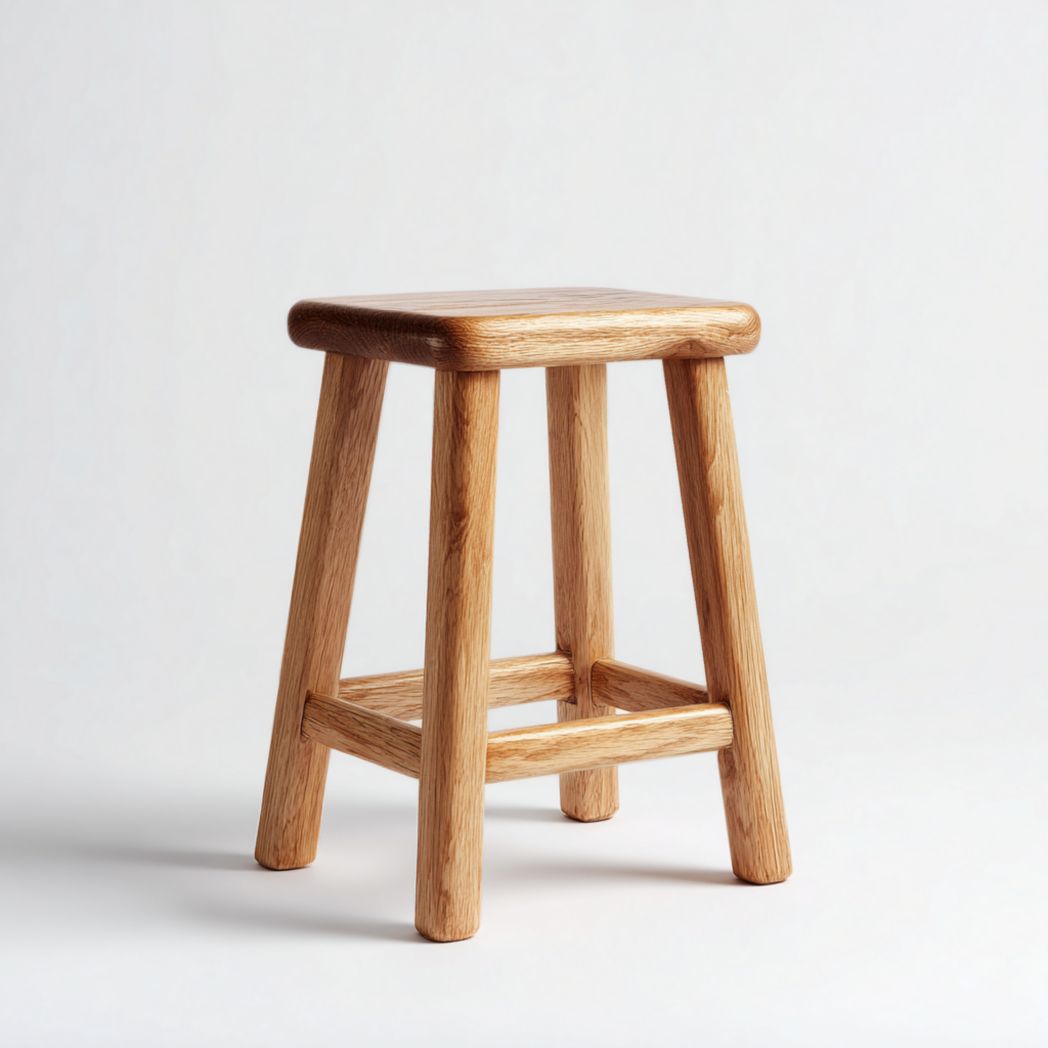 Tabouret haut carré en bois naturel
