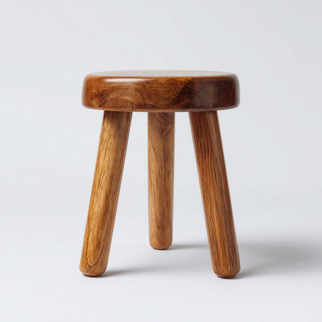 Tabouret rond en bois massif à trois pieds