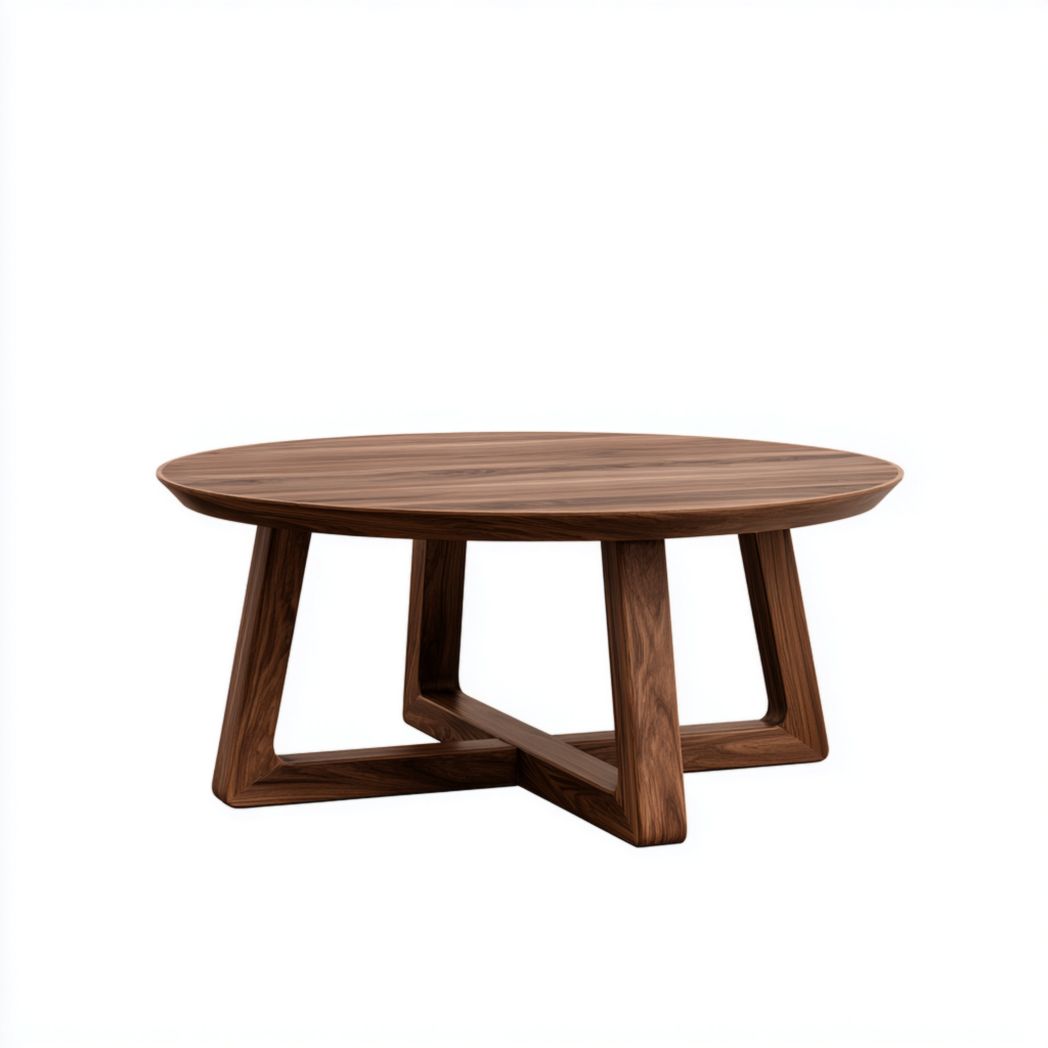 Table basse ronde en bois finition brun foncé