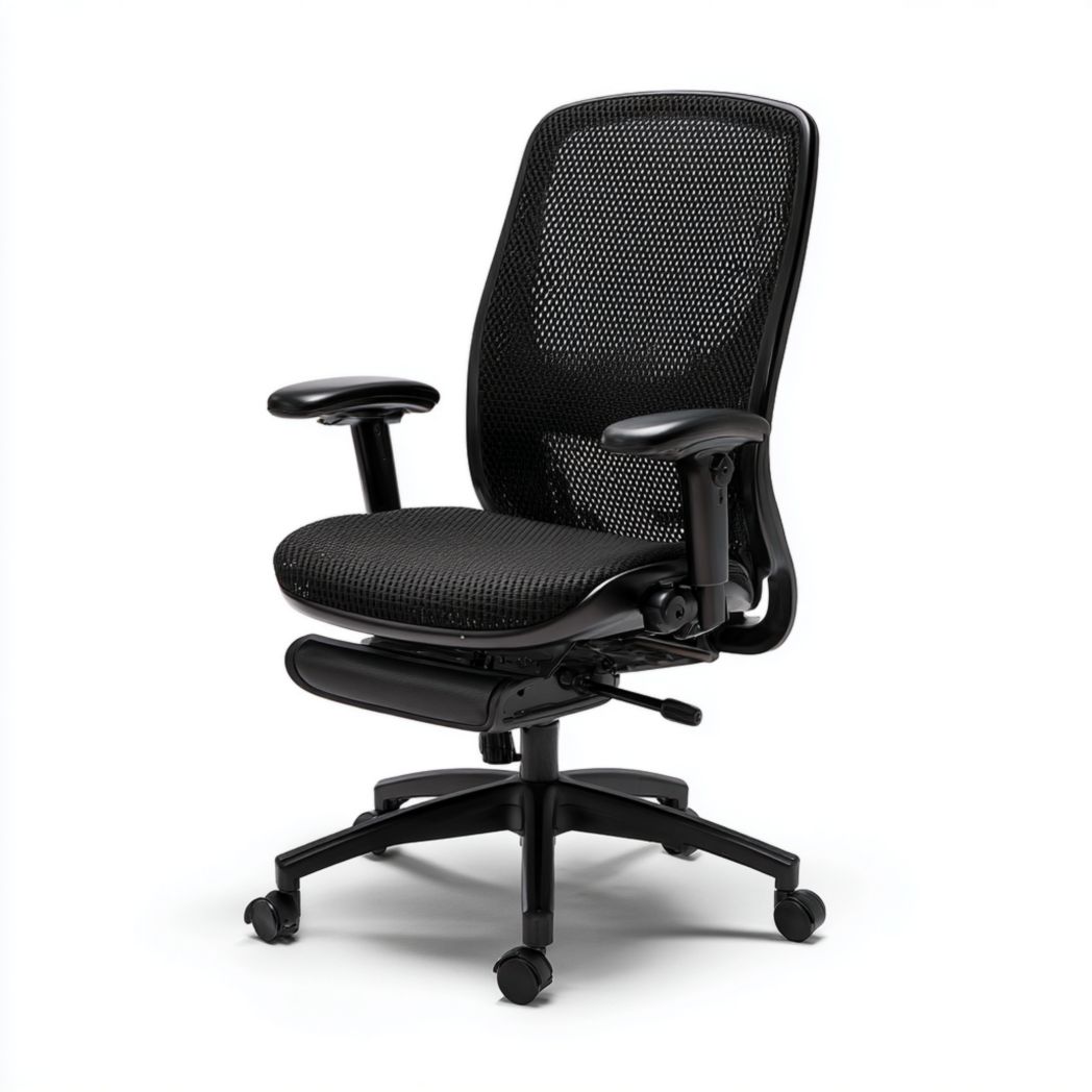 Chaise de bureau en maille noire avec accoudoirs réglables