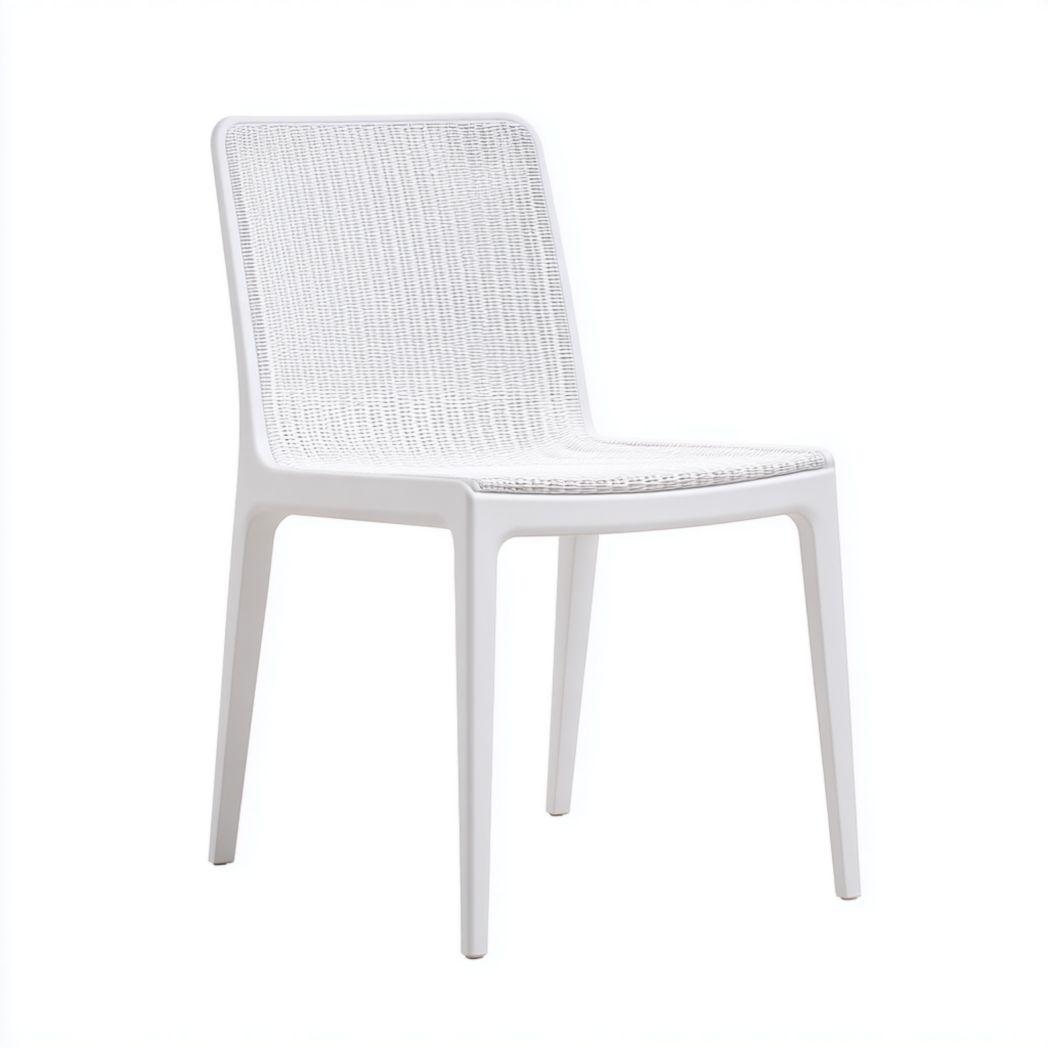 Chaise de jardin blanche en plastique tressé sans accoudoirs