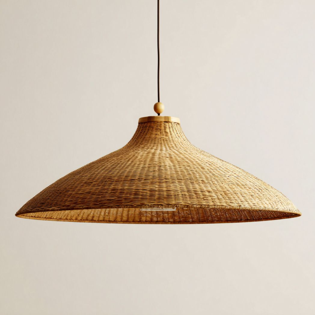 Plafonnier rond en rotin