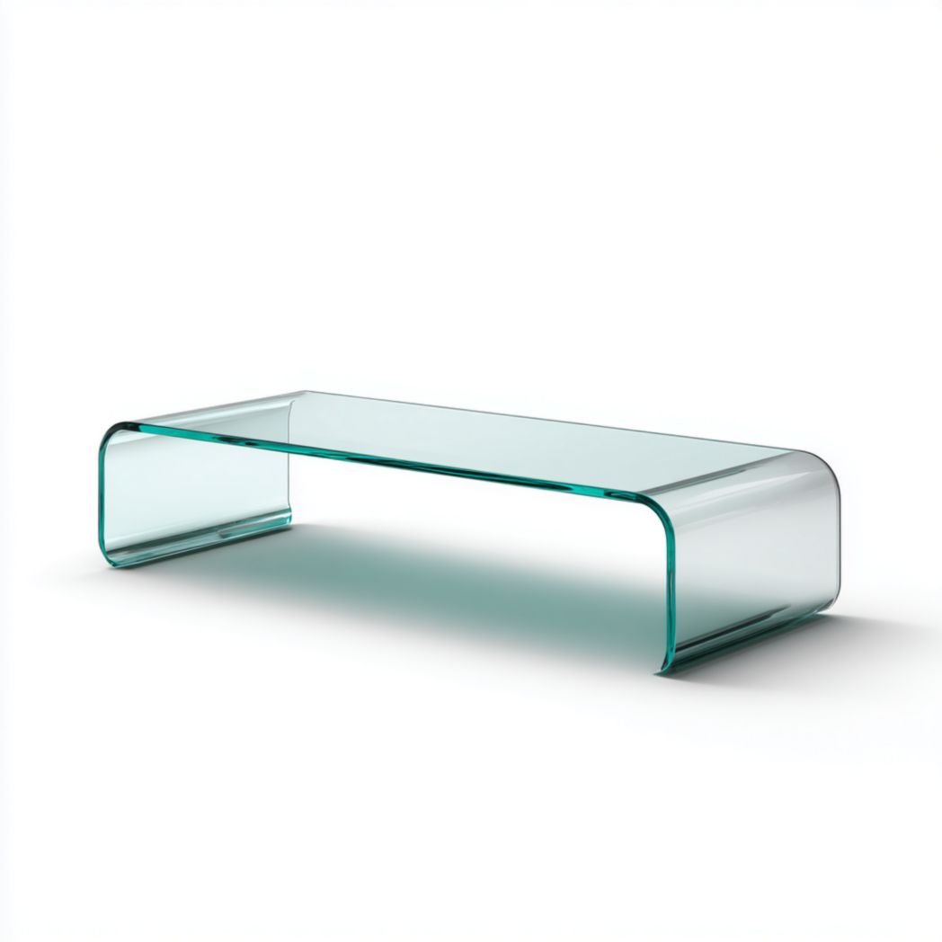 Table basse rectangulaire en verre trempé transparent monobloc