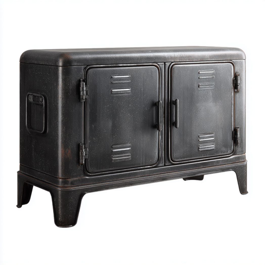 Meuble TV métal noir à deux portes