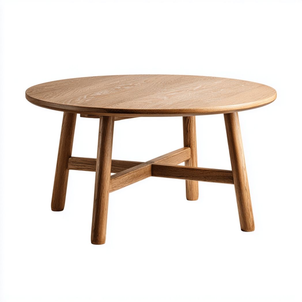 Table basse ronde en bois massif brun