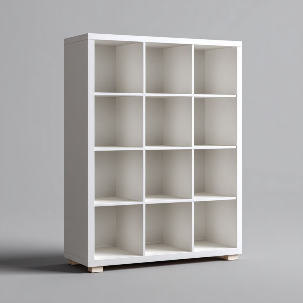 Bibliothèque blanche douze cases carrées