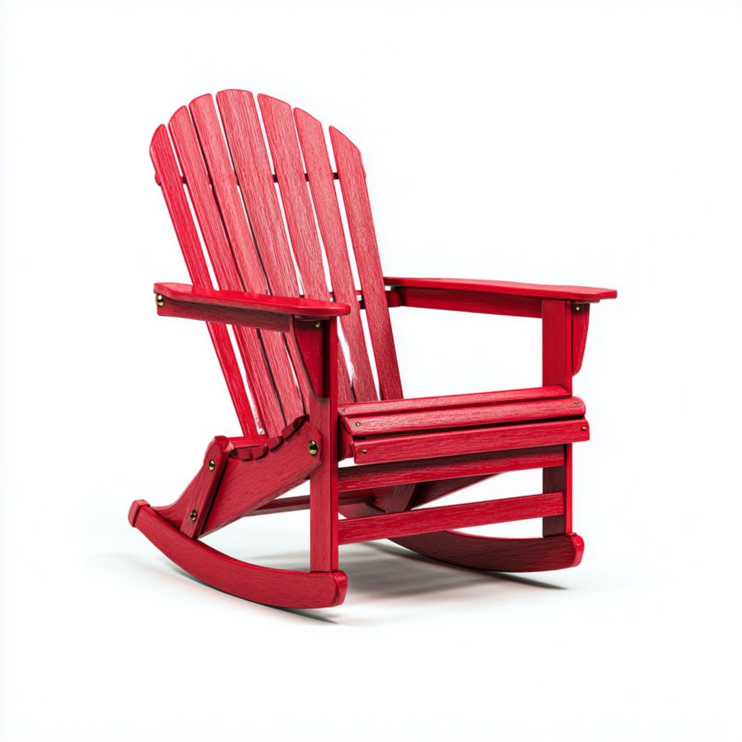 Chaise à bascule en bois rouge avec dossier