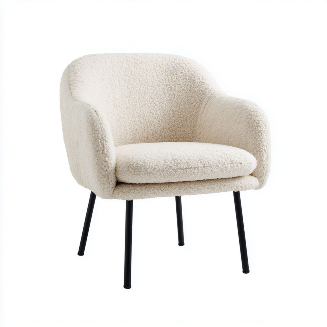 Fauteuil en tissu peau de mouton avec pieds en métal noir