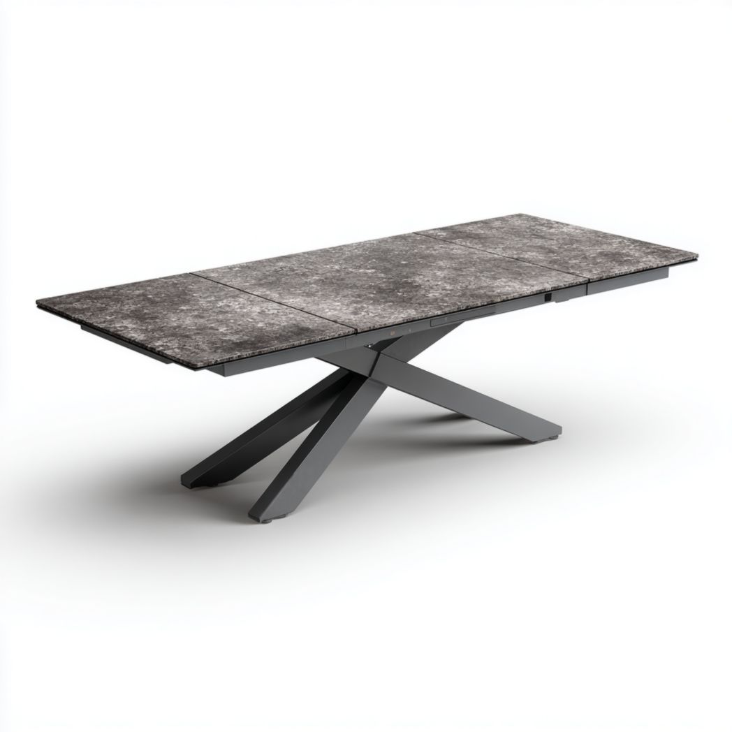 Table de jardin rectangulaire avec plateau en céramique grise