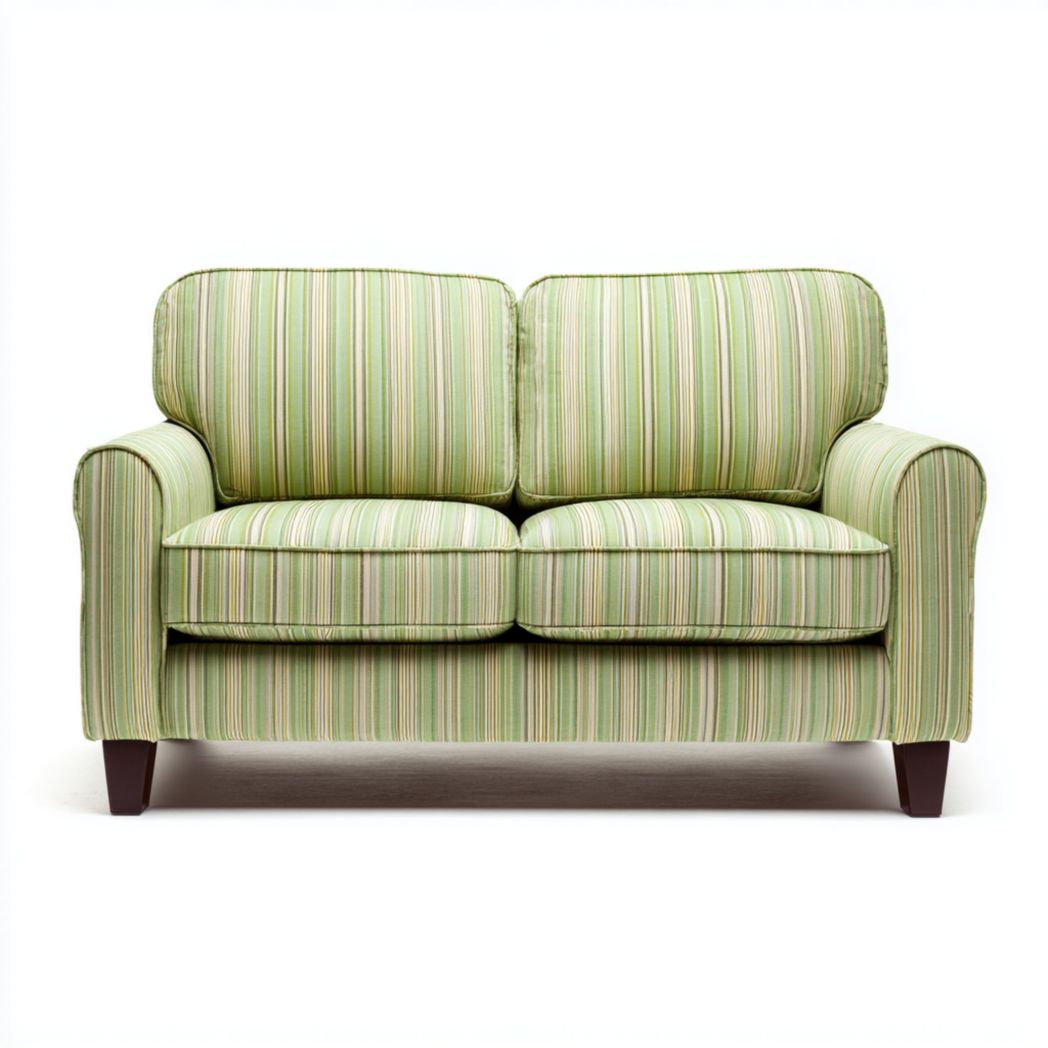 Canapé droit 2 places en tissu à rayures vertes