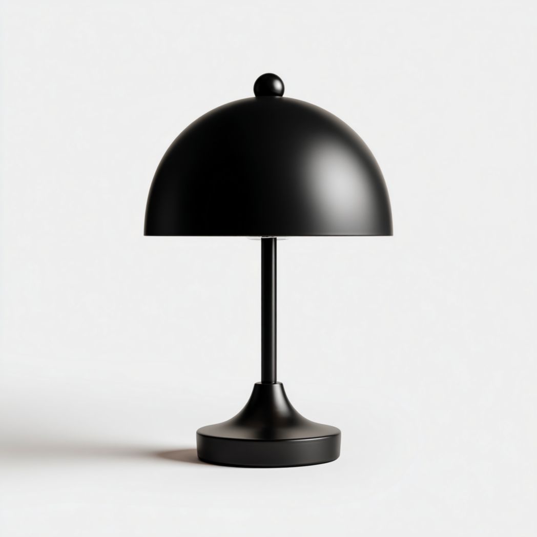 Lampe de table en métal noir à abat-jour hémisphérique