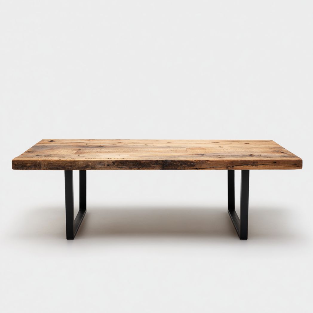 Table basse rectangulaire bois brun et structure métal noir