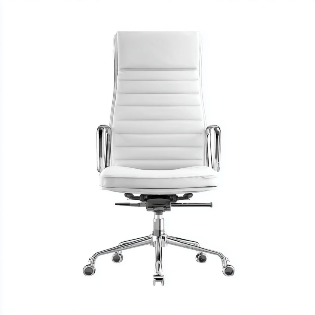Chaise de bureau haute en similicuir blanc