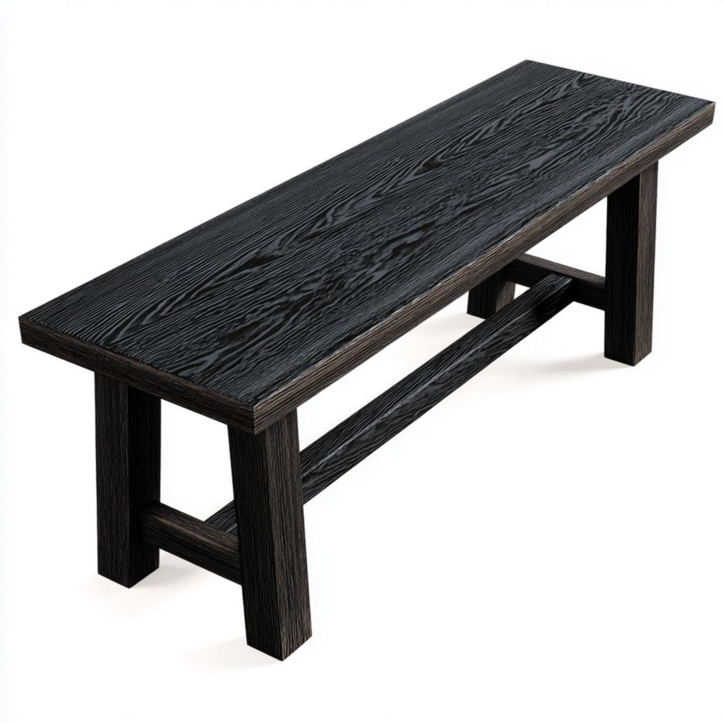 Banc tressé en fibres et bois massif