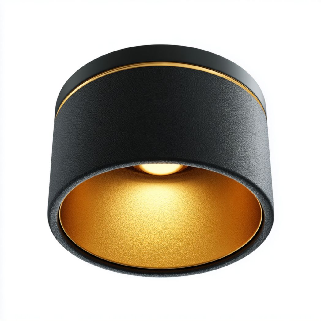 Plafonnier cylindrique noir avec intérieur doré
