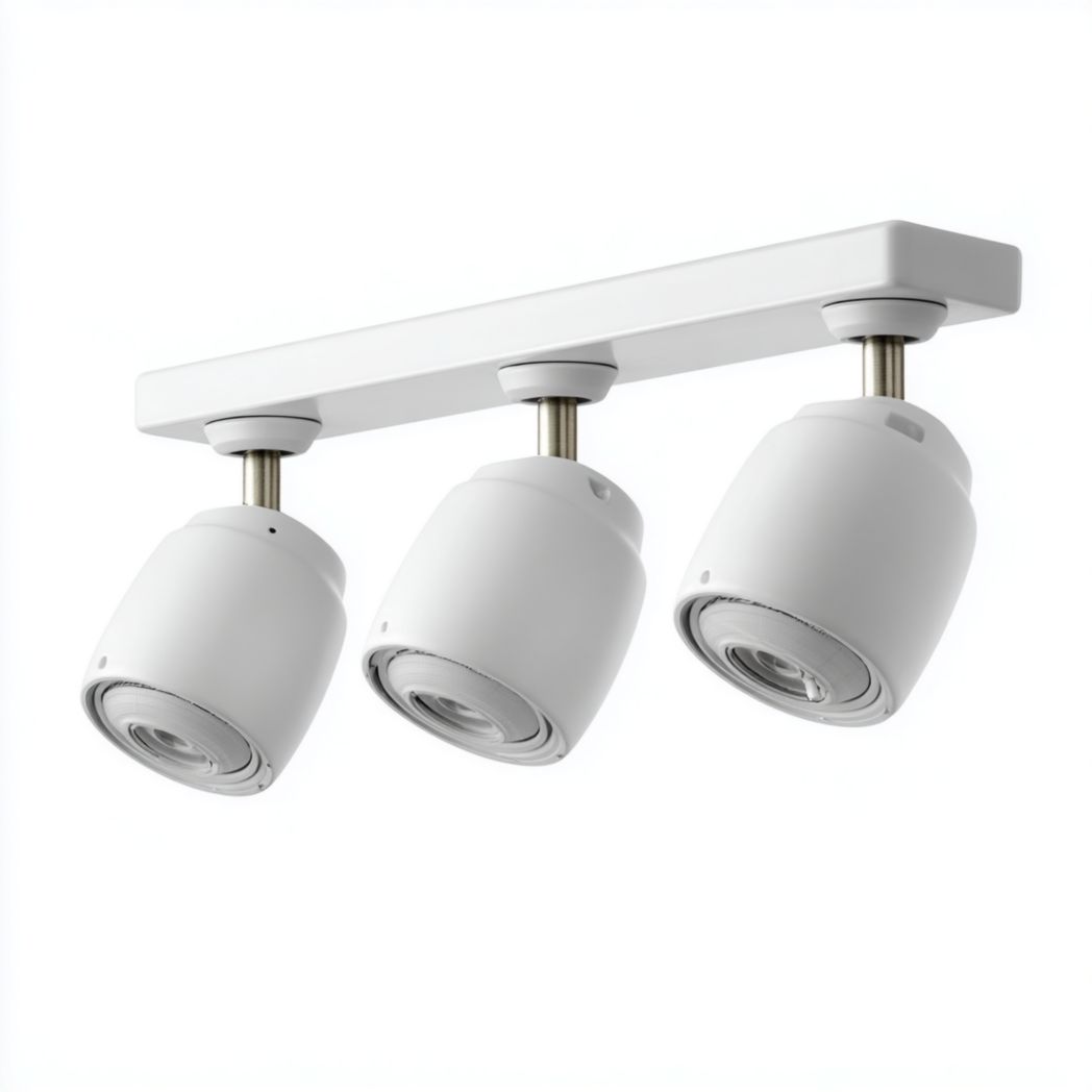 Plafonnier en métal blanc à trois spots orientables