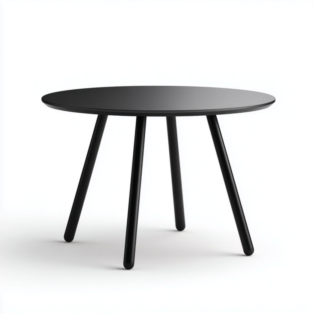 Table de jardin ronde en métal noir à quatre pieds