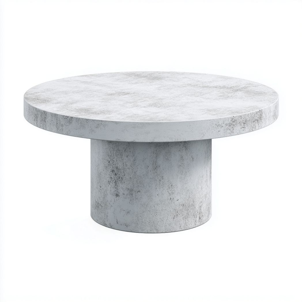Table de jardin ronde aspect béton gris