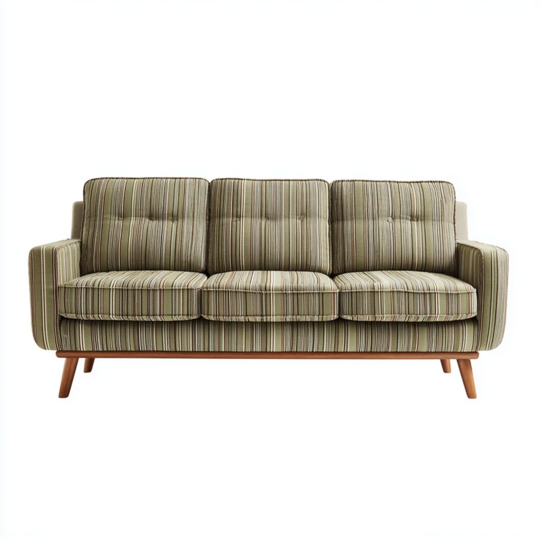 Canapé droit 3 places en tissu à rayures multicolores