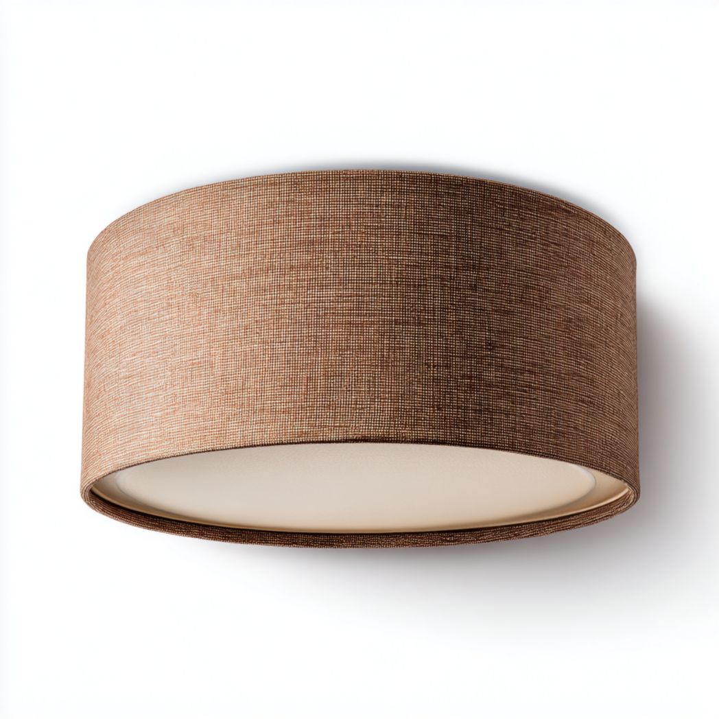 Plafonnier rond en tissu brun avec panneau beige