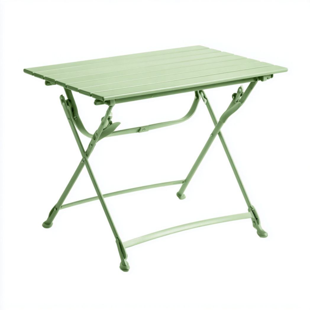 Table de jardin carrée pliante en métal vert clair