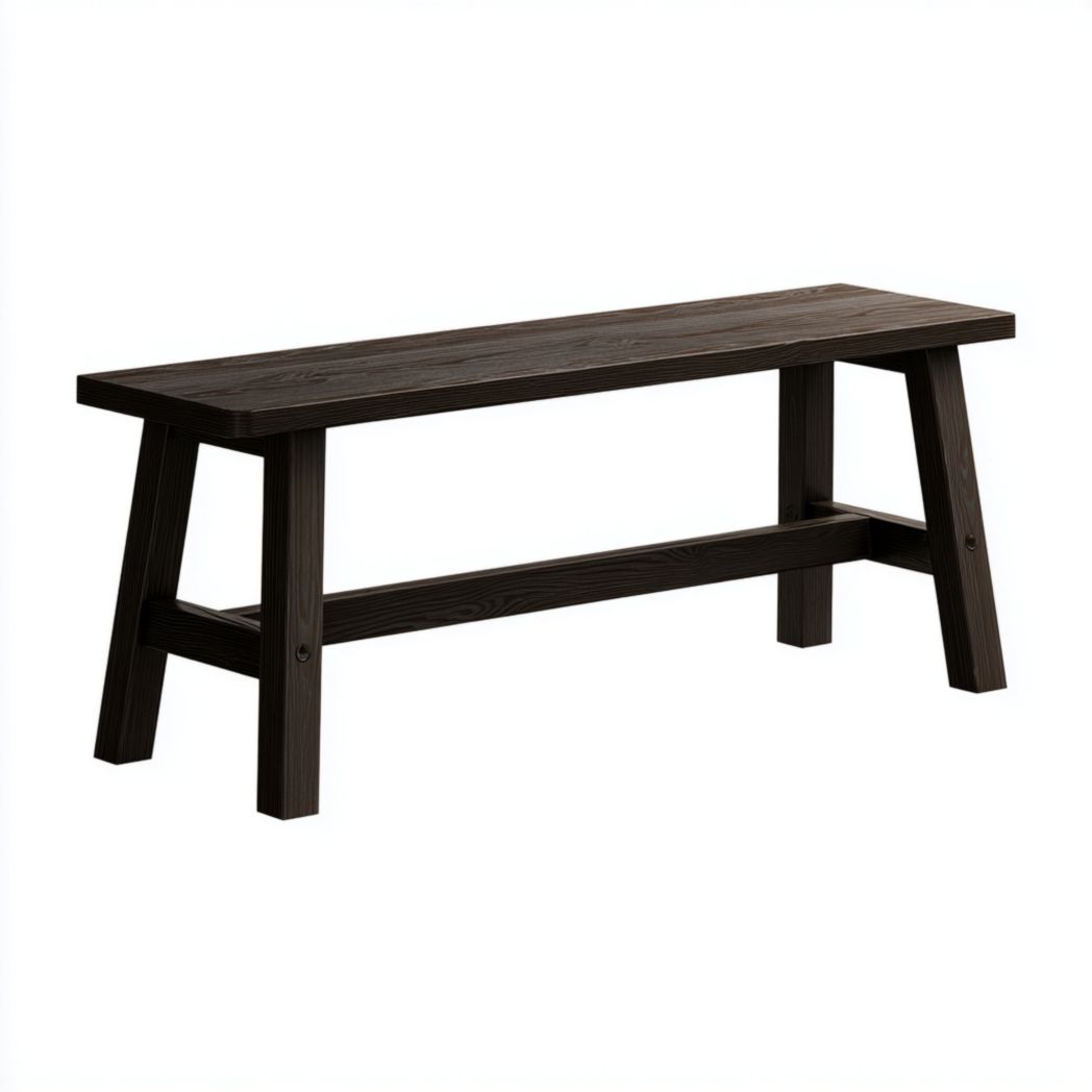 Banc rectangulaire sans dossier en bois massif finition brun foncé