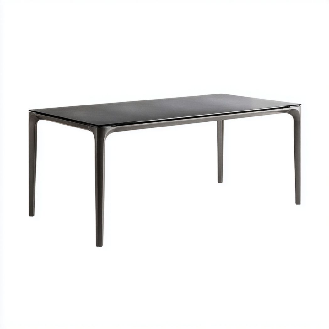 Table de jardin rectangulaire métal noir｜Pieds fins