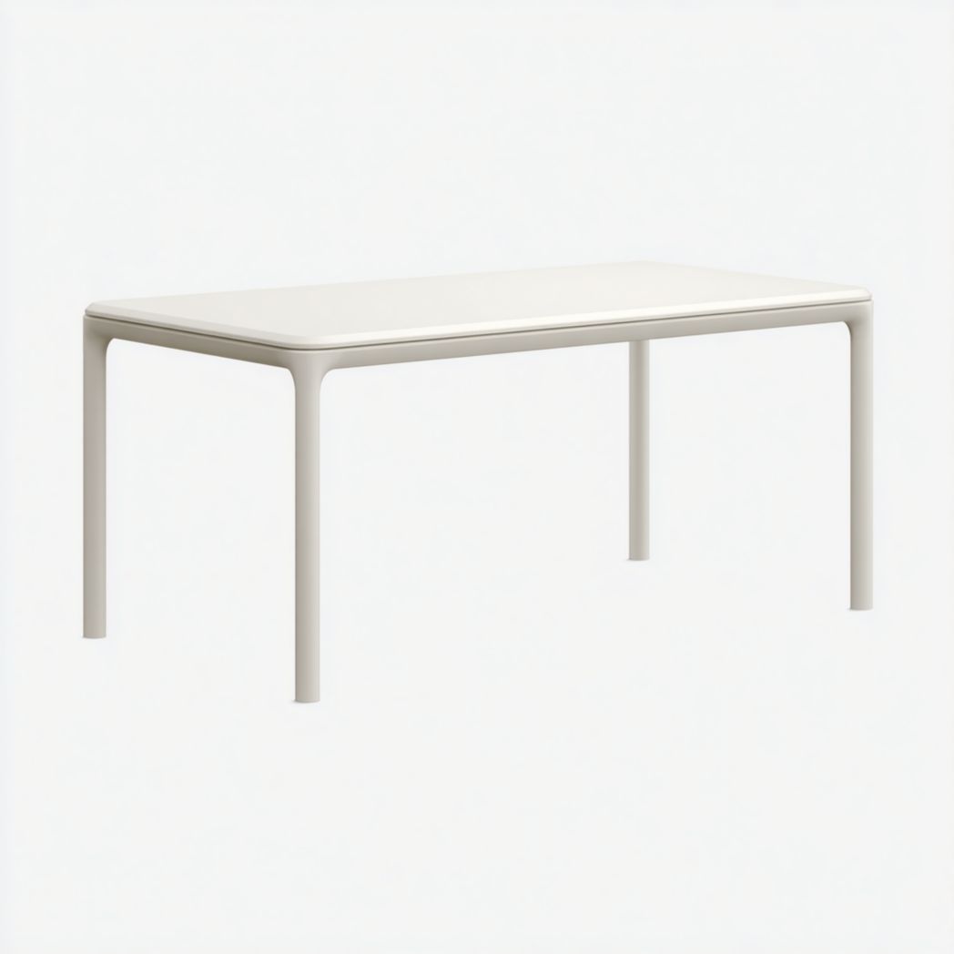 Table de jardin rectangulaire en aluminium blanc｜Plateau à coins arrondis