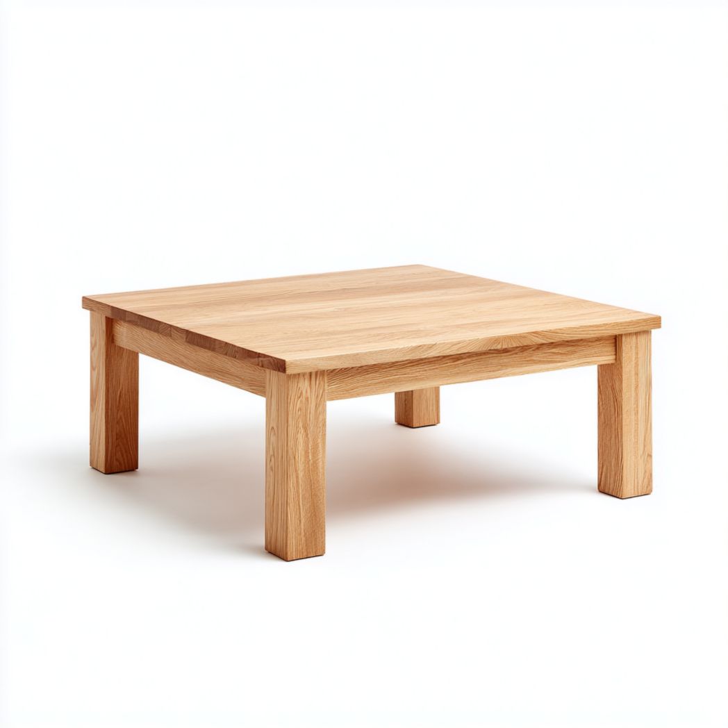 Table basse de jardin carrée, bois massif, marron