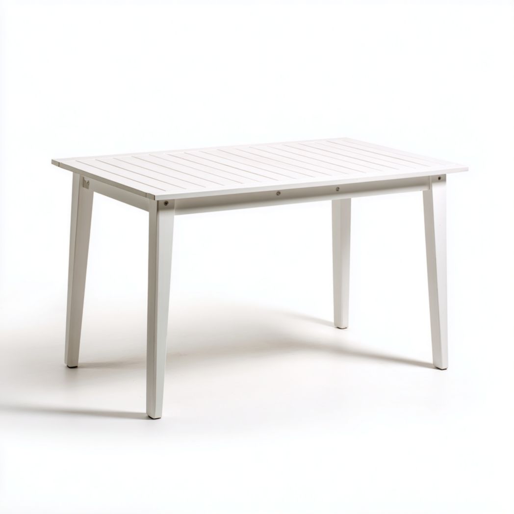 Table de jardin rectangulaire en aluminium blanc｜Plateau à lattes