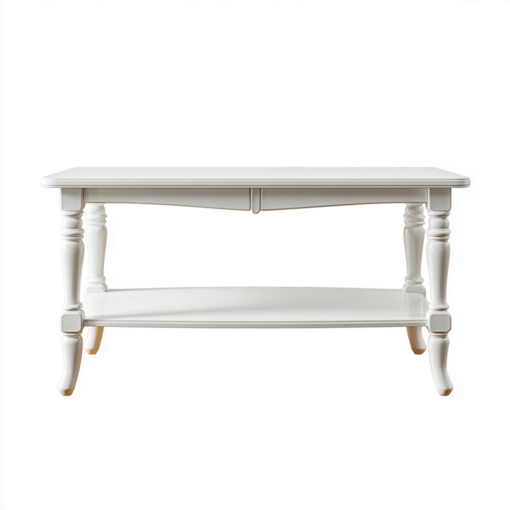 Table basse rectangulaire à deux niveaux en bois blanc