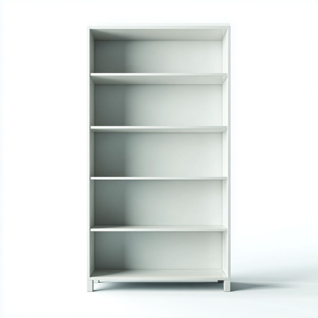 Bibliothèque en bois blanc à cinq étagères ouvertes