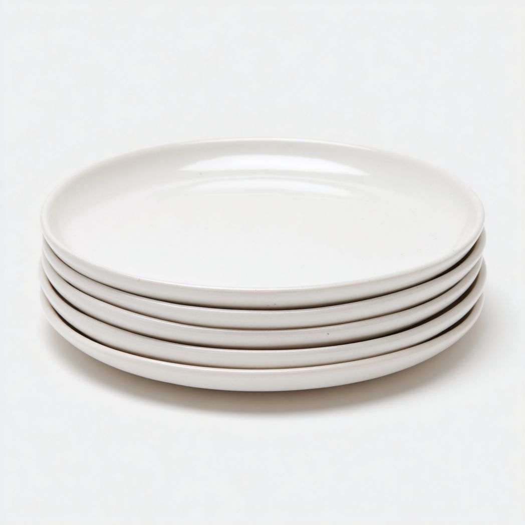 Lot de 5 assiettes en céramique blanches (rondes à finition lisse)