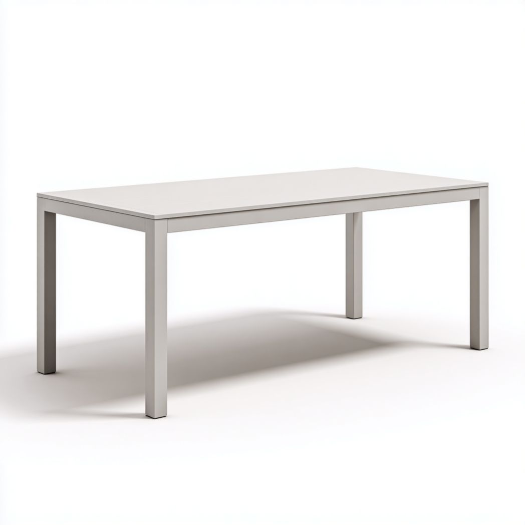 Table de jardin rectangulaire en métal｜Plateau gris clair et pieds droits