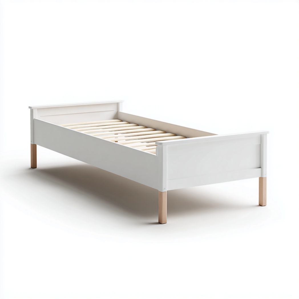 Lit simple en bois massif avec pieds en chêne sans matelas