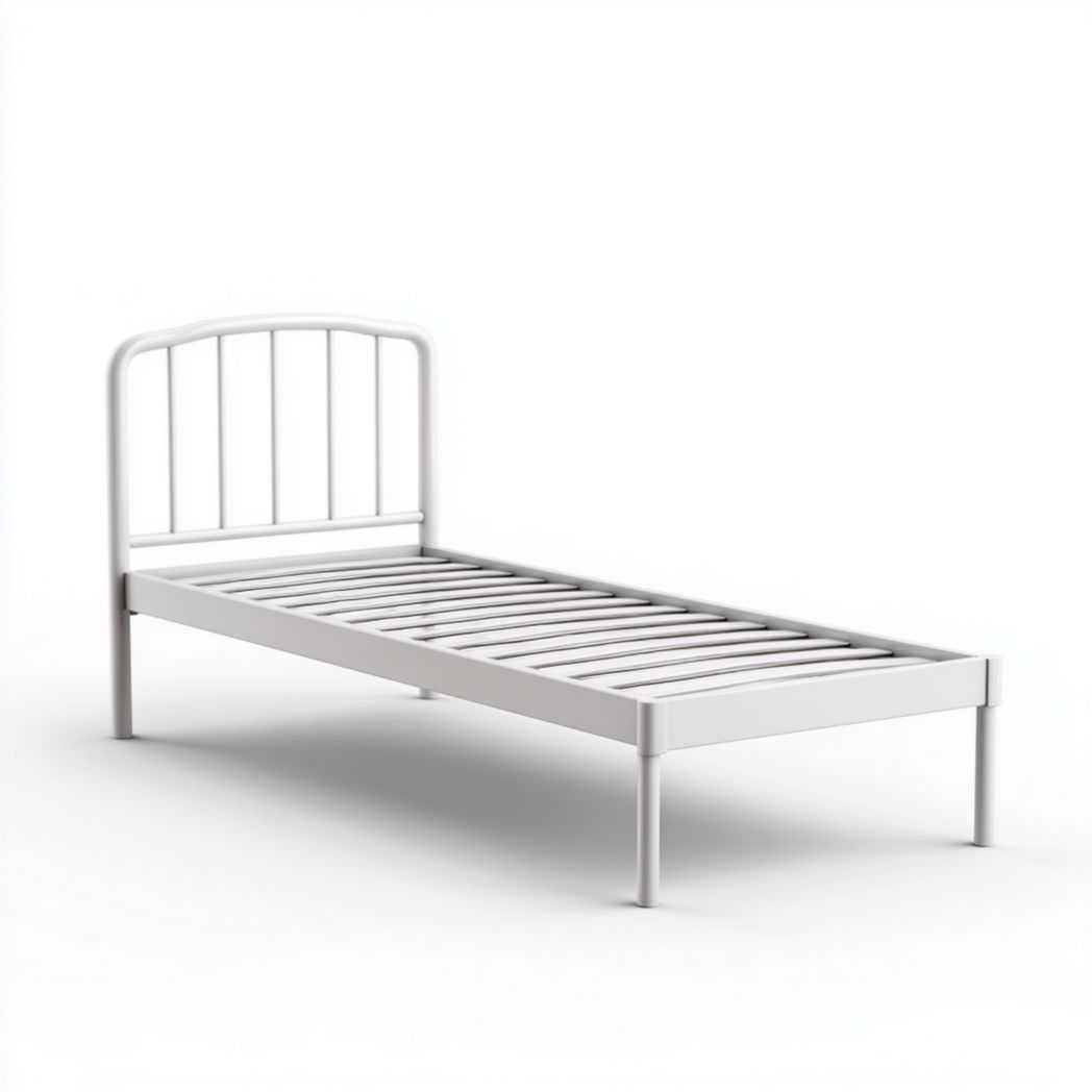 Lit simple en métal avec tête de lit arquée, sans matelas