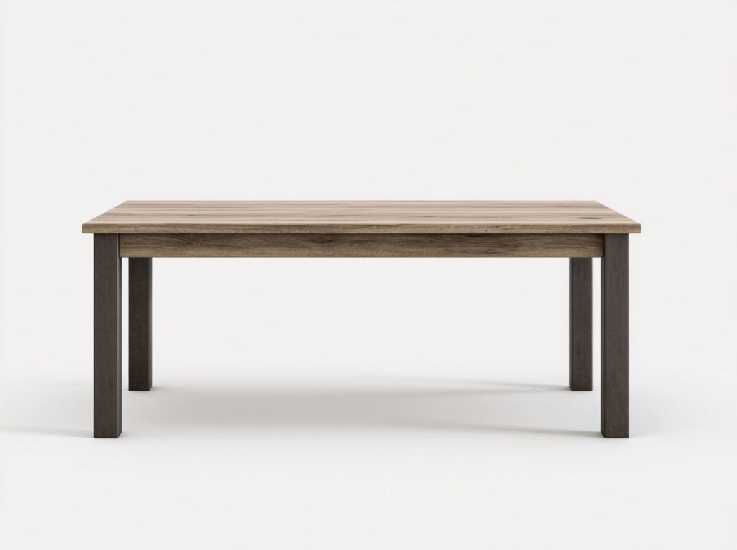 Table à manger marron clair avec pieds gris foncé