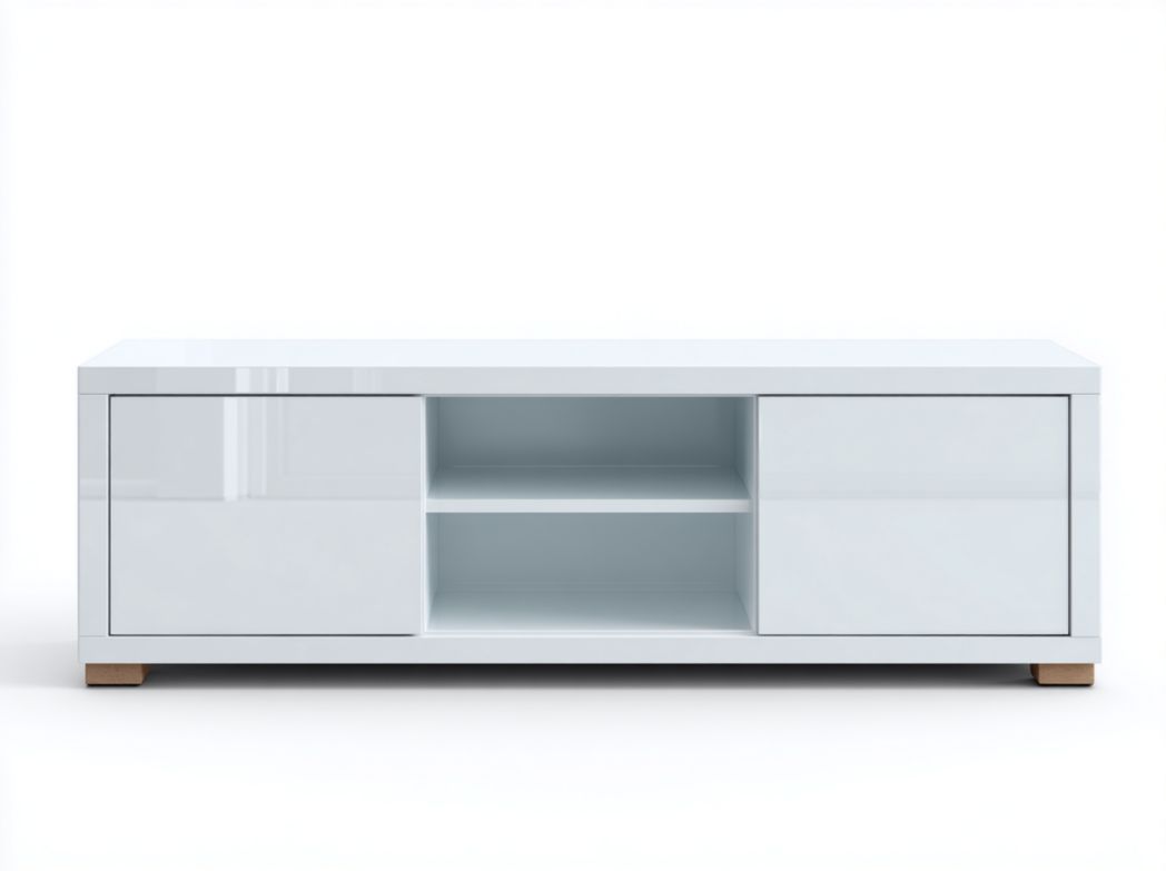 Meuble TV blanc brillant à deux portes