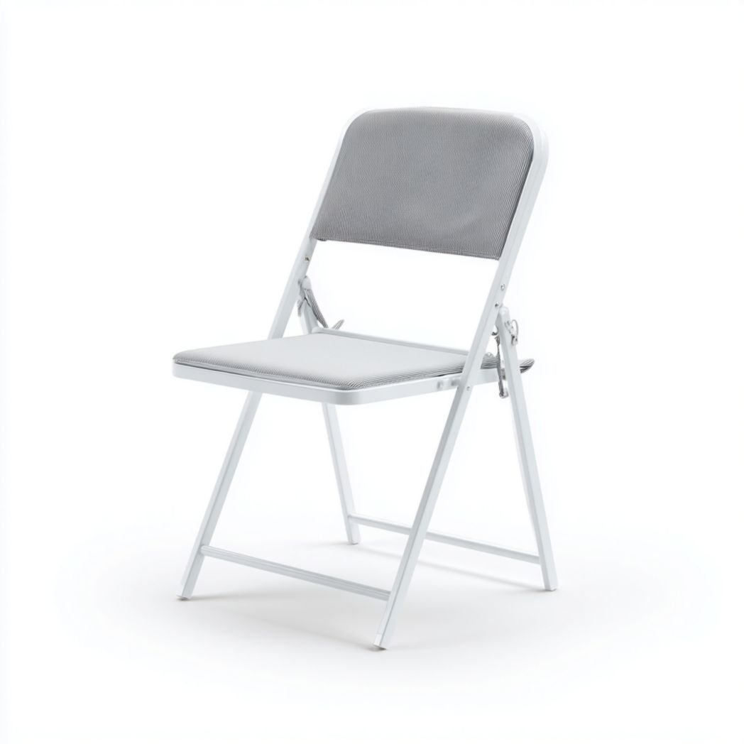 Chaise de jardin pliante avec structure blanche et assise en tissu gris clair