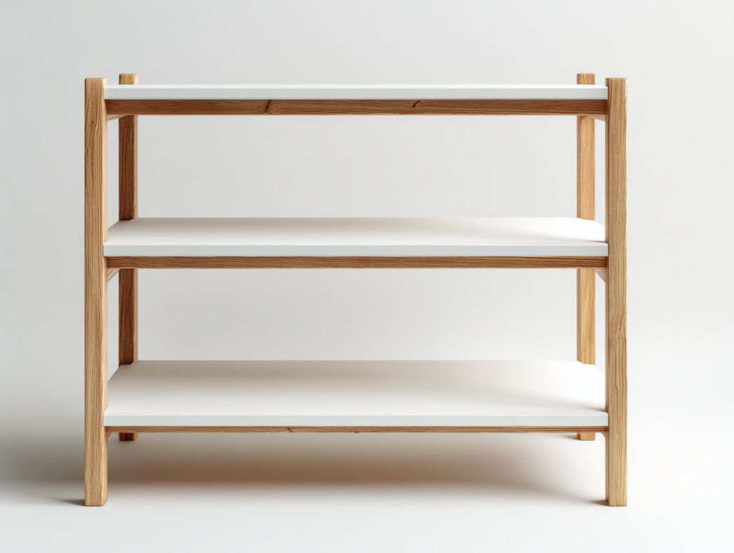 Étagère de rangement en bois blanc à double couche