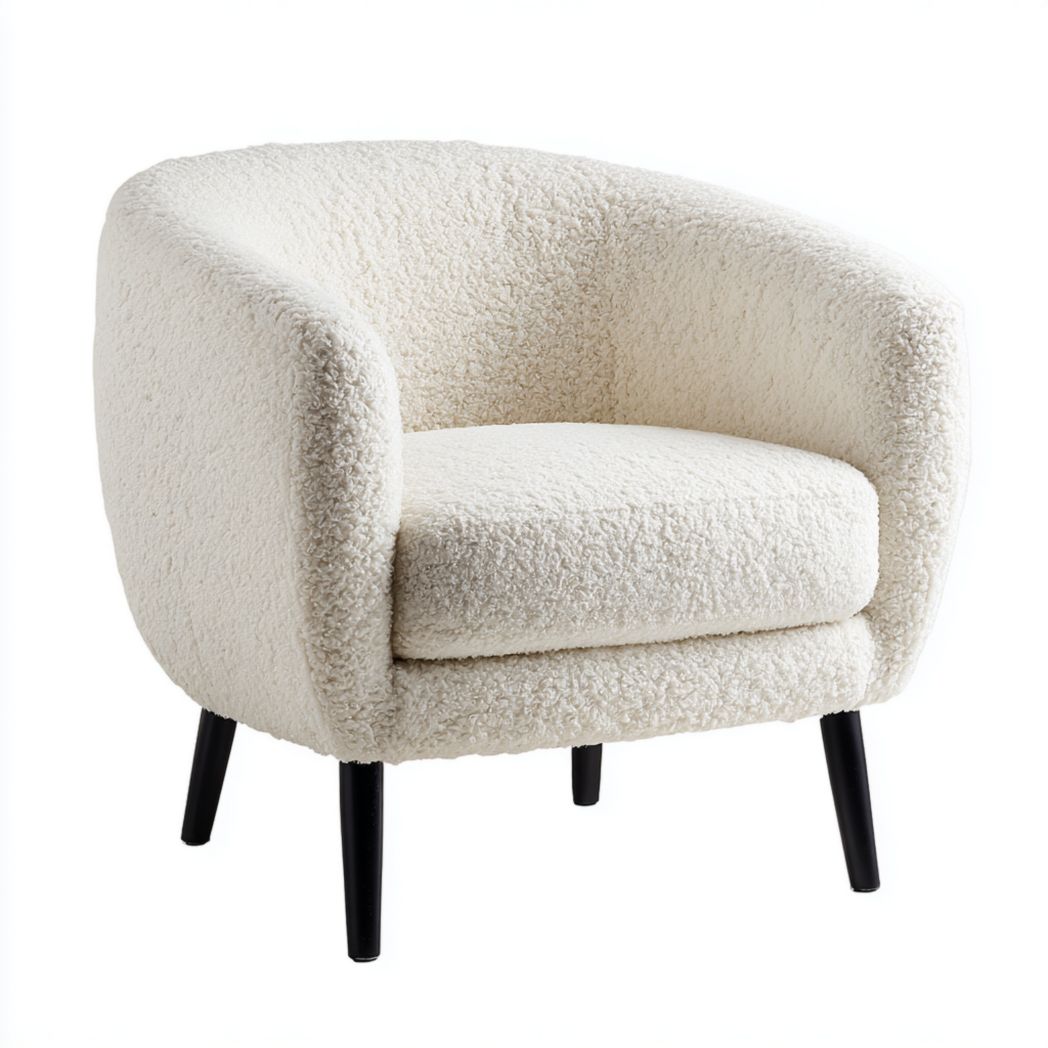 Fauteuil en éponge beige avec pieds en bois noir