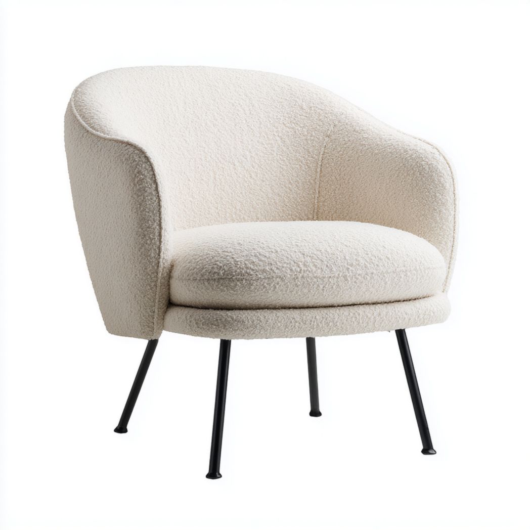 Fauteuil en éponge beige avec pieds en métal noir