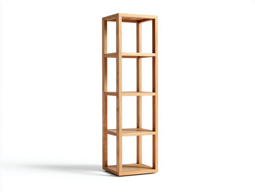 Étagère ouverte en bois clair à quatre niveaux