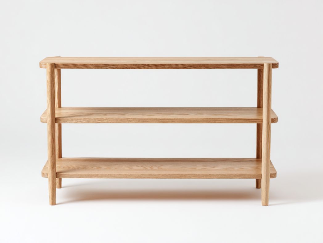 Étagère de rangement à double couche en bois massif marron clair