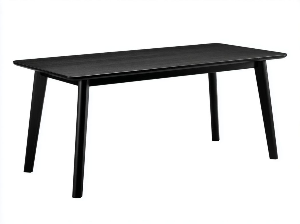 Table à manger rectangulaire en bois massif, noire