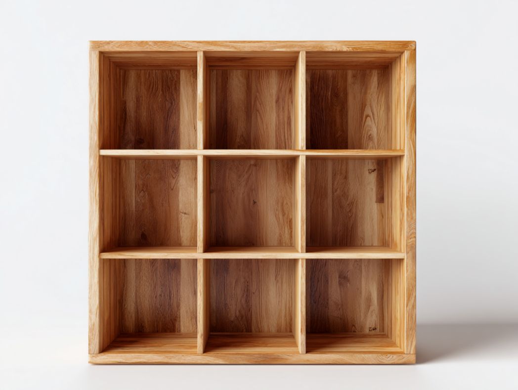 Cadre en bois clair à neuf grilles