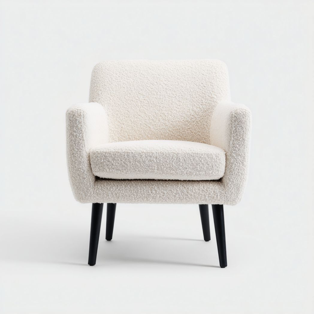 Fauteuil en éponge beige avec pieds en bois noir